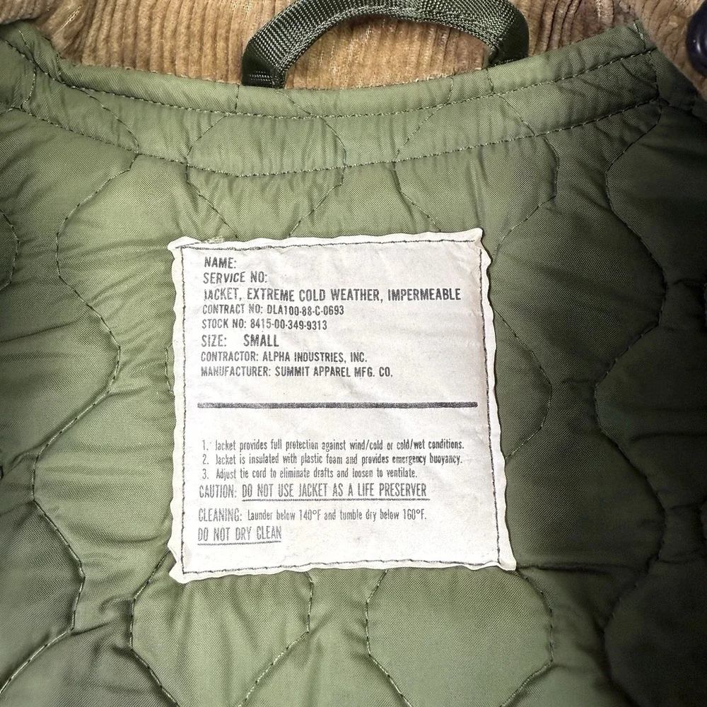 Vintage US Navy‎ USN A-1 Extreme Cold Weather OD Green Deck Jacket Mens Small